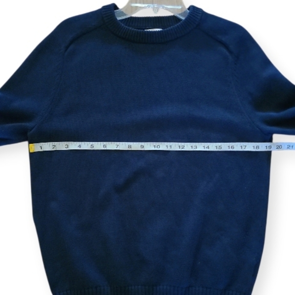 J. Crew Hand Knit Crewneck Sweater Navy Blue Fishermans 100% Cotton - Picture 14 of 17